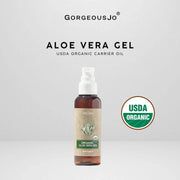 Aloe vera gel bottle with USDA Organic label on a white background
