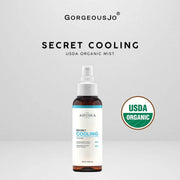 Gorgeousjo Secret Cooling USDA Organic Mist bottle on a light gray background
